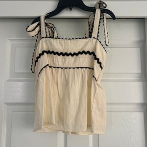 Chic Cream and Black Women's Blouse
